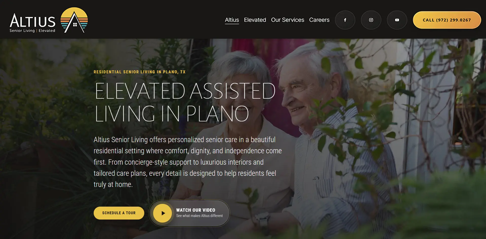 Altius Senior Living website section preview