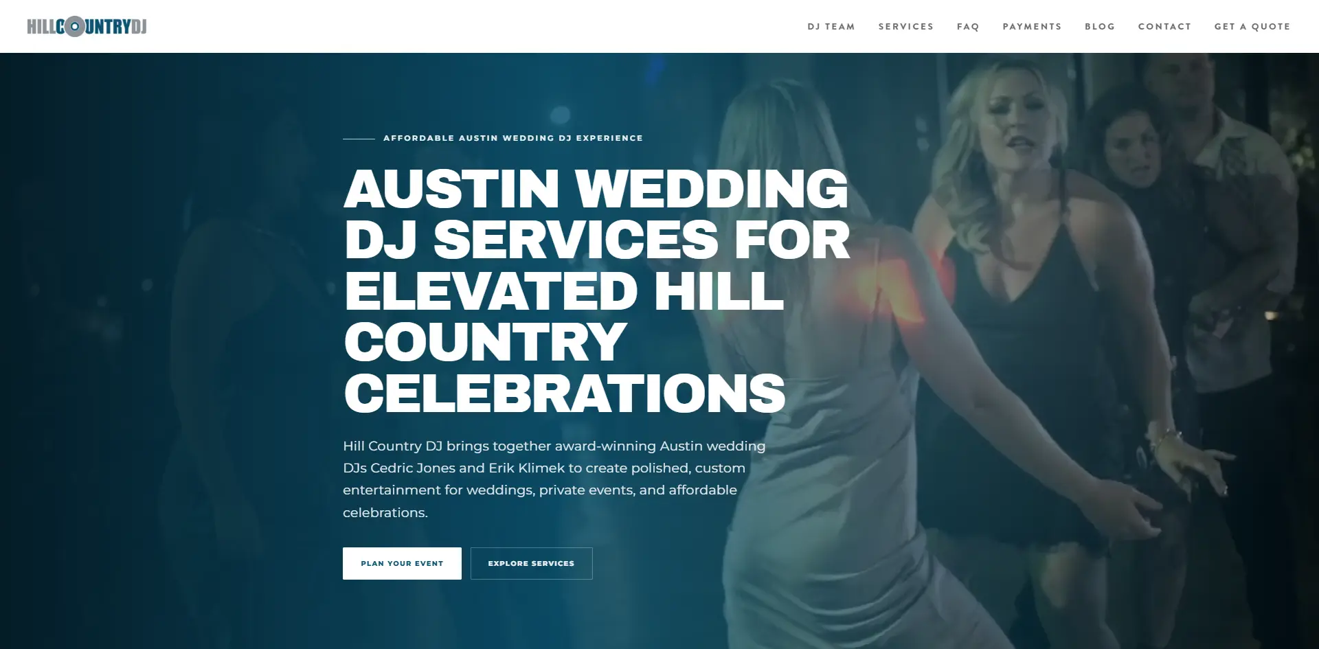 Hill Country DJ website section preview