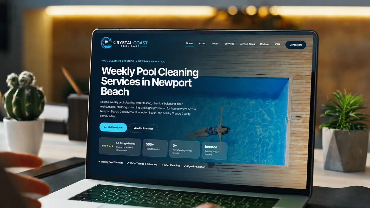 Crystal Coast Pool Care website design project preview