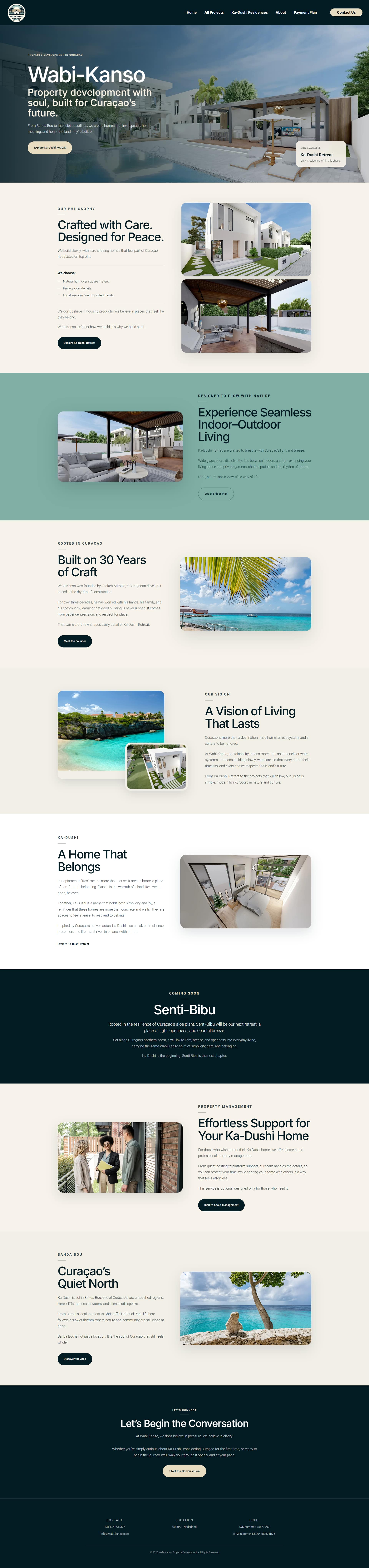 Scrollable Wabi-Kanso property development website preview