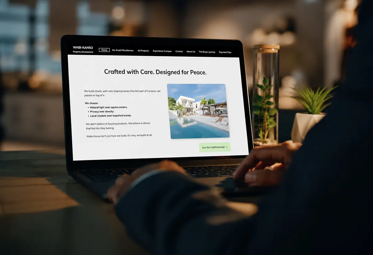 Before website redesign concept for Wabi-Kanso